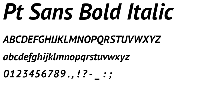 PT Sans Bold Italic font
